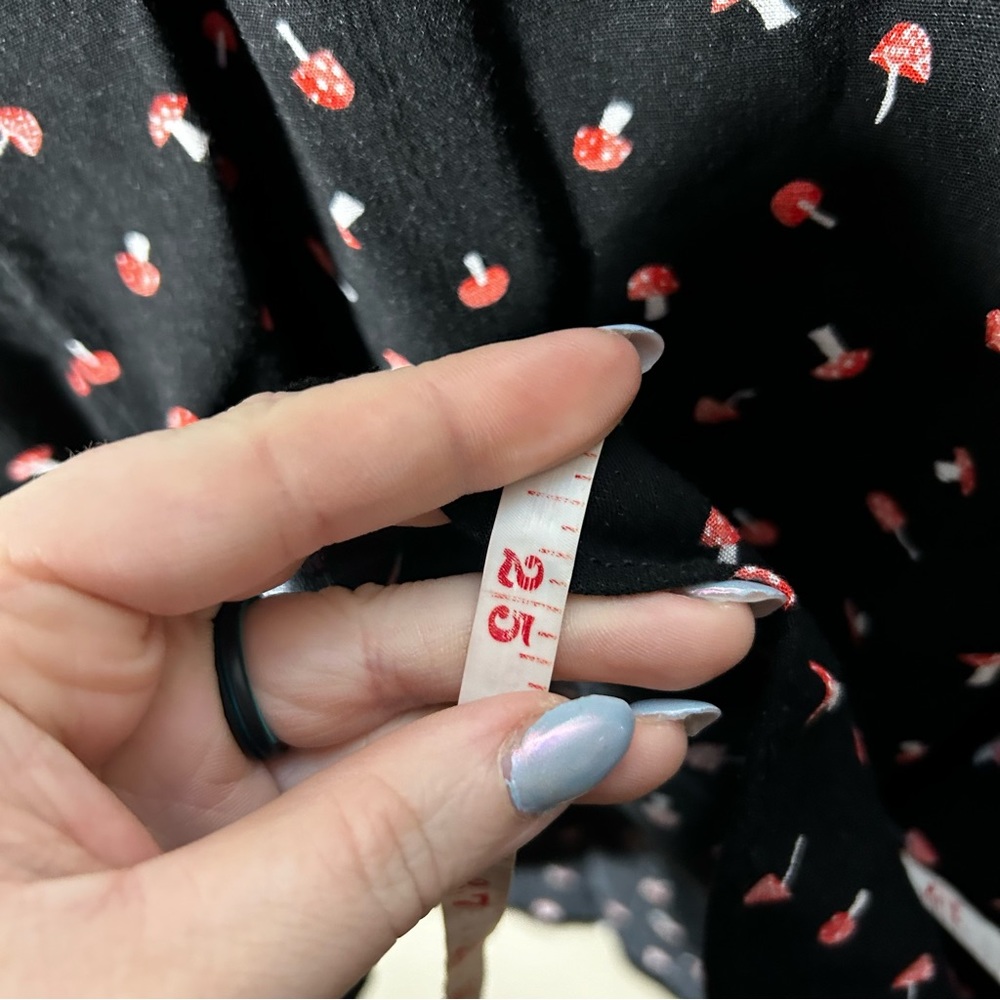 Torrid Black Red Mini Mushroom Print Button Back … - image 6